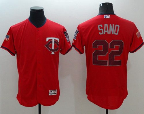 Twins #22 Miguel Sano Red Fashion Stars & Stripes Flexbase Authentic Stitched MLB Jersey - Click Image to Close